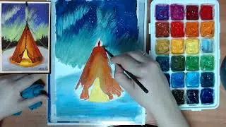 Конус, вигвам или типи. Рисунок гуашью.