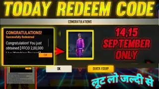 Free Fire Redeem Codes Today | 15 September | FF Redeem Code Today | Today New Redeem Code Free Fire
