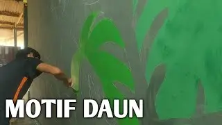 Cat dinding motif daun