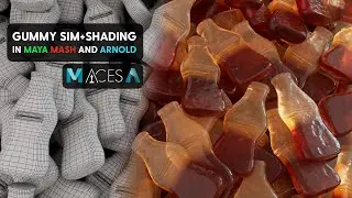 Gummy scene simulation and shading in Maya and Arnold