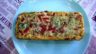 Вкусный запеченный омлет с брокколи и помидорами