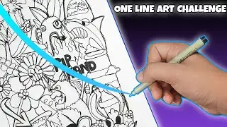 ONE LINE ART CHALLENGE *one continuous line for 60 minutes*