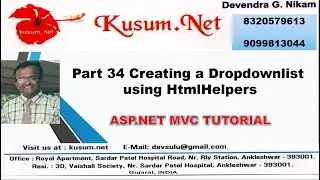 Part 34 Creating a Dropdownlist using HtmlHelpers || ASP.NET MVC TUTORIAL