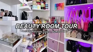 GIRLY VLOG🎀 UPDATED BEAUTY ROOM TOUR, DIY PURSE DISPLAY CASE, FRAGRANCE CLOSET & MORE!