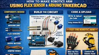 How to Make a Robotics Arm Using Flex Sensor & Arduino (Tinkercad) 🤖✨