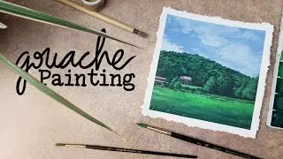 Gouache Landscape Painting 🌿 painting a landscape from photo references!