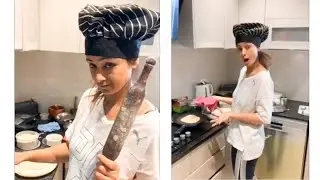 Actress Simran Cooking in Quarantine - Video