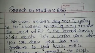 Speech on Mother's day special 2021