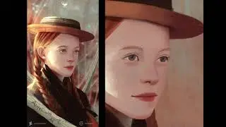 Video Process  - Anne with an E - portrait painting