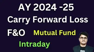 Carry Forward Loss | F&O, Mutual Fund & Intraday Trading | AY 2024-25 ITR filing new tax regime
