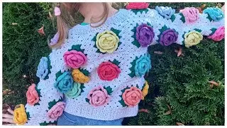 Детская кофточка с цветами | бабушкин квадрат | МК | Детская кофта крючком | Crochet tutorial