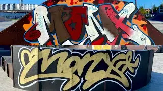 Граффити в скейт парке , два куска за команду . Monx crew