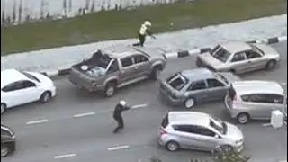 Open Shooting after driver rams vehicles in attempt to escape