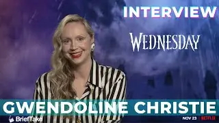 Wednesday on Netflix's Gwendoline Christie gushes over co-stars Jenna Ortega & Christina Ricci