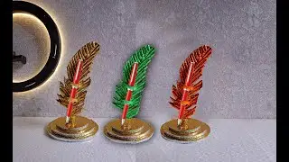 How to Make feather Pen Stand/ pencil holder / cardboard pen holder