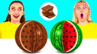 Челлендж. Шоколадная Еда vs Настоящая еда | Смешные Моменты от 4Fun Challenge