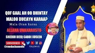 Qof gaal ah oo dhintay maloo ducayn karaa mise la Oran karaa Allaha unaxariisto||Sheekh Deeq Cabdi