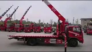 shenbai 5.6m flatbed tow truck with 8t stiff boom crane