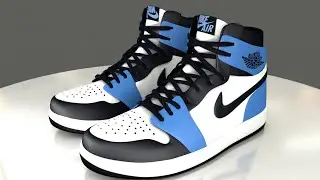 3D MODELING CINEMA 4D Jordan 1 Retro High Obsidian UNC
