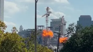 Implosion of Cranes in New Orleans After Hard Rock Hotel Building Collapse