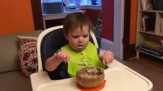 16 month old eats granola