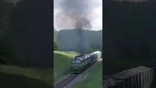 Mobile volcano eruption in the forest