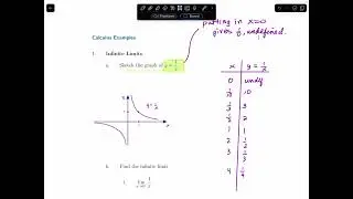 Calculus. Infinite Limits.  The Graph of y = 1/x.