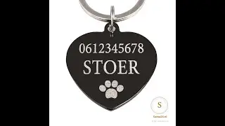 Penning hond met naam Titanium hart 35 mm