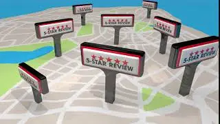 5 star review store sign 3-d animation