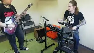 Practicing guitar