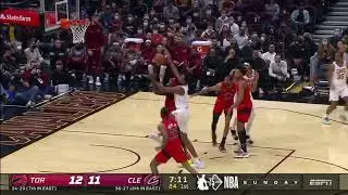 Evan Mobley shows off his motor as he battles the Raptors down low