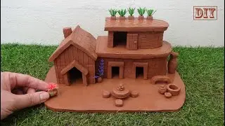 How to build clay village house || DIY miniature clay house