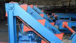 Разобщитель бревен и горбыля в связке с поперечным цепным транспортером