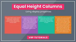 Responsive Equal Height Columns | Using Display CSS Properties | CSS Tutorial #VRPTutorials