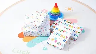 Ulmasinn 🎥 Birthday Wrapping Paper! ✨Colorful Happy Birthday Lettering Balloon and Stars Design