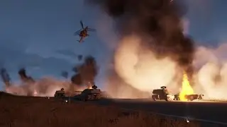 destruction of dozens of Ukrainian artillery cars by 6 Russian helicopter missiles - ARMA 3