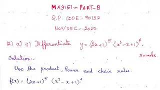 MA3151 Part B Solved Matrices and Calculus Nov/Dec 2022 