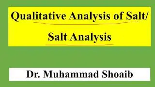 Introduction to Salt Analysis | Salt Analysis | Qualitative Analysis of Salt
