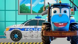 СИНИЙ ТРАКТОР ИГРАЕТ В АВТОМОЙКУ - ВИДЕО ПРО МАШИНКИ ДЛЯ ДЕТЕЙ