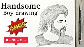 How to draw a Beautiful Boy With Beard Easy Way | A Boy Hair Drawing | Sketch | The Crazy SKetcher