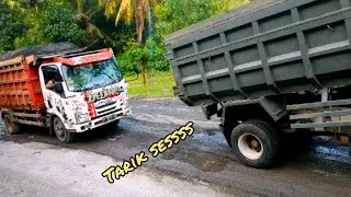 isuzu nmr 71 muat pasir overload di tarik dobel