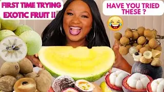 EXOTIC FRUIT MUKBANG | FIRST TIME TRYING MANGOSTEEN , YELLOW WATERMELON , SAPODILLA , LYCHEE