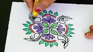 Rangoli designs on paper | how to make rangoli drawing