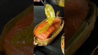Быстрый ужин - Стейк форели под медово-горчичным соусом с овощами