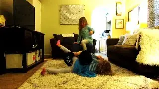 Sister Wrestling - The Twins vs. Daddy (One Minute) Pt. 2