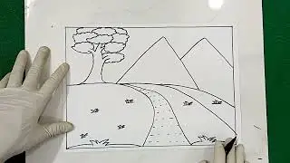 hill scenery drawing easy