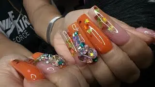 Watch me do nails | Autumn inspired nails 🍂 | Uñas de otoño 🍁