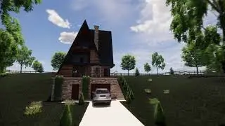 Tall Log House Created in Revit 2022 Rendered in Enscape 3.0