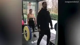 Rio Ferdinand jokes around with Kate Wright in workout session