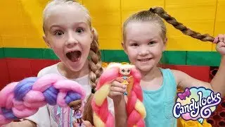 CandyLocks Dolls Toy Scavenger Hunt in Giant Lego Fort Race Car!!